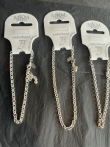 Partij van 3 enkelbandjes zilver kleur