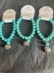 3 parel armbanden Aqua met hart