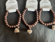 3 parel armbanden bruin met hart