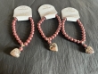 3 parel armbanden Rose met hart