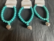 3 parel armbanden aqua met hart