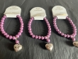 3 parel armbanden Roze met hart