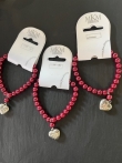 3 parel armbanden rood met hart