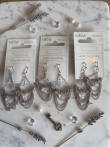 Bohemian Zilverkleurige Chandelier Oorbellen met Kettingjes (Set van 3 paar)