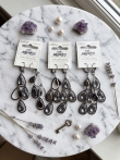 Gunmetal Chandelier Oorbellen met Antraciet Kristallen (Set van 3 paar)